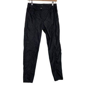 St. John Size 4 Black Ankle Pants Straight Slit Front Hem